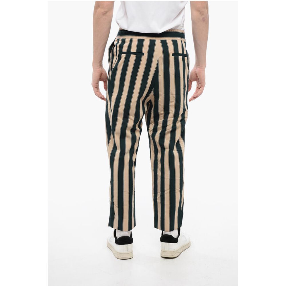 Single-pleated Tapered Fit Pants with Balanced Stripe Motif