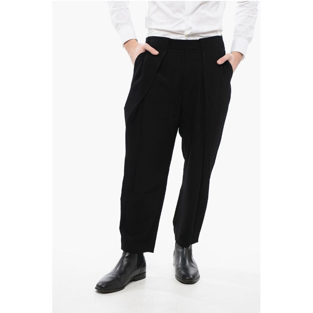 Single-pleated Tapered Fit Pants with Belt Loops
