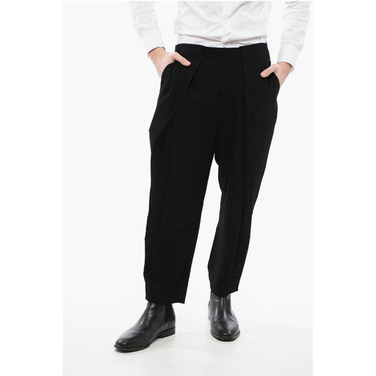 Single-pleated Tapered Fit Pants with Belt Loops