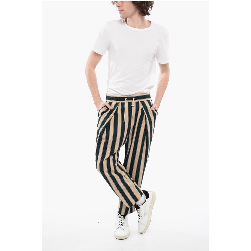 Single-pleated Tapered Fit Pants with Balanced Stripe Motif