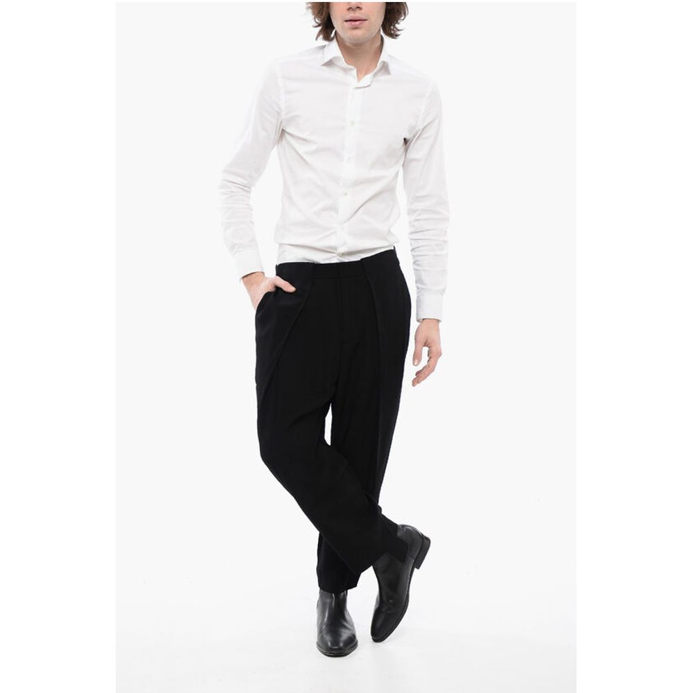 Single-pleated Tapered Fit Pants with Belt Loops