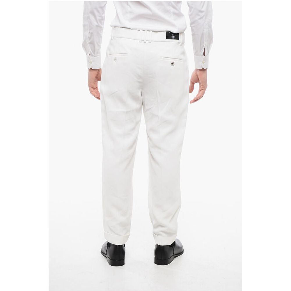 Viscose Cropped Fit Pants with Cuffs