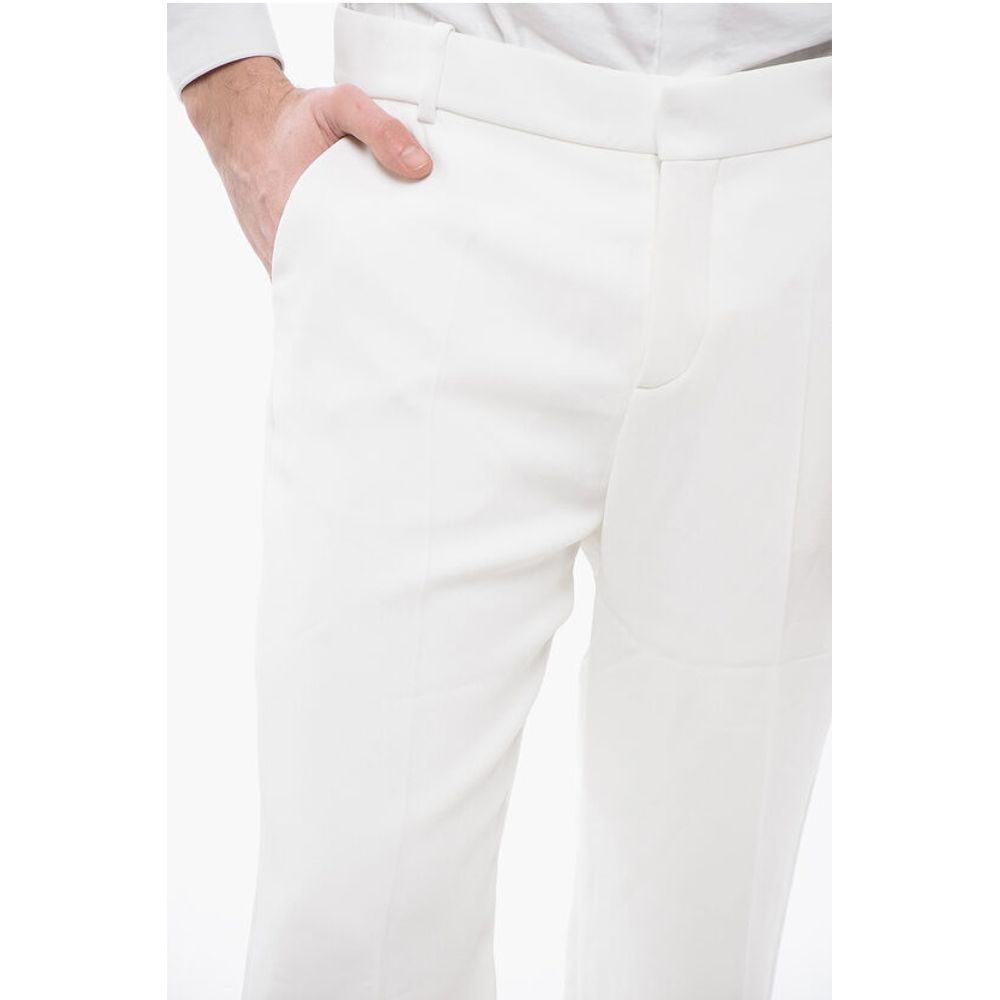 Viscose Cropped Fit Pants with Cuffs
