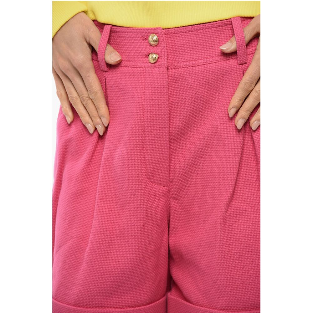 Single-pleated Cotton Tweed Shorts