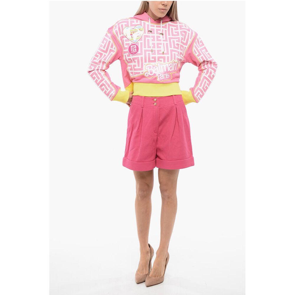Single-pleated Cotton Tweed Shorts