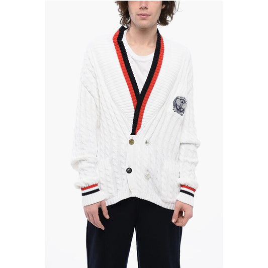 Double-breasted Cable Knit Cotton Cardigan