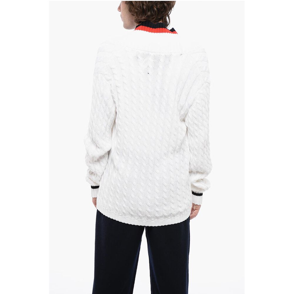 Double-breasted Cable Knit Cotton Cardigan