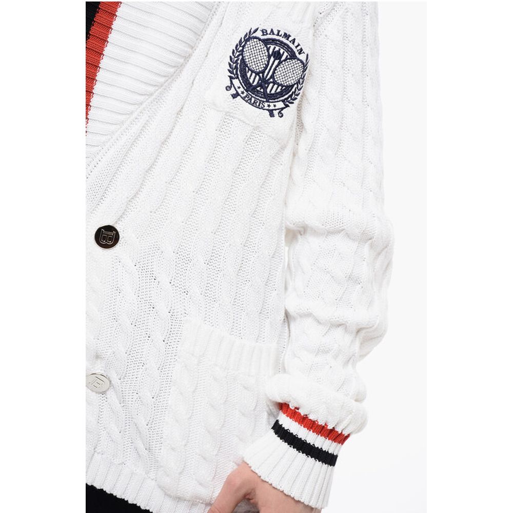Double-breasted Cable Knit Cotton Cardigan