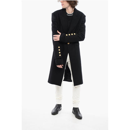 Virgin Wool Blend Coat with Ribbed Knitted Details