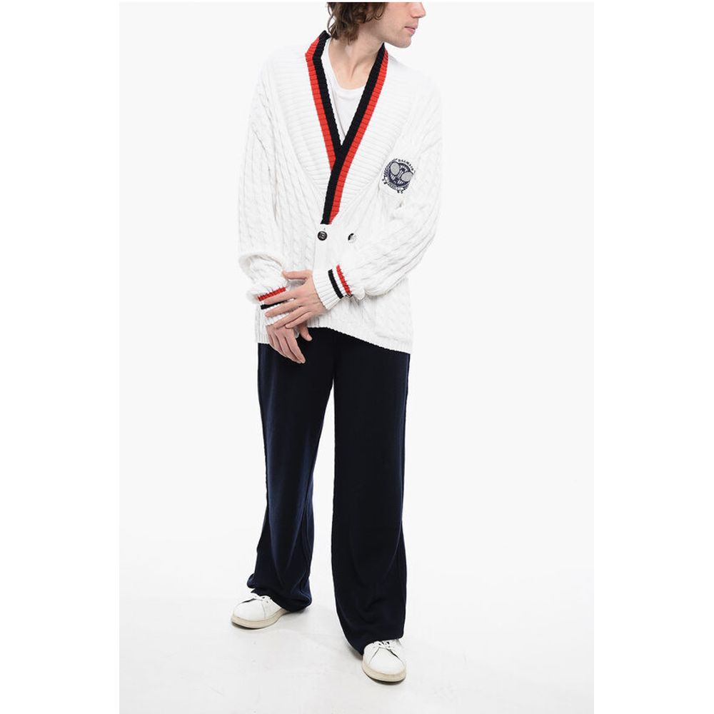 Double-breasted Cable Knit Cotton Cardigan
