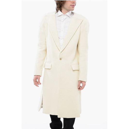 Wool Blend Slim Fit Coat with Padded Shoulders