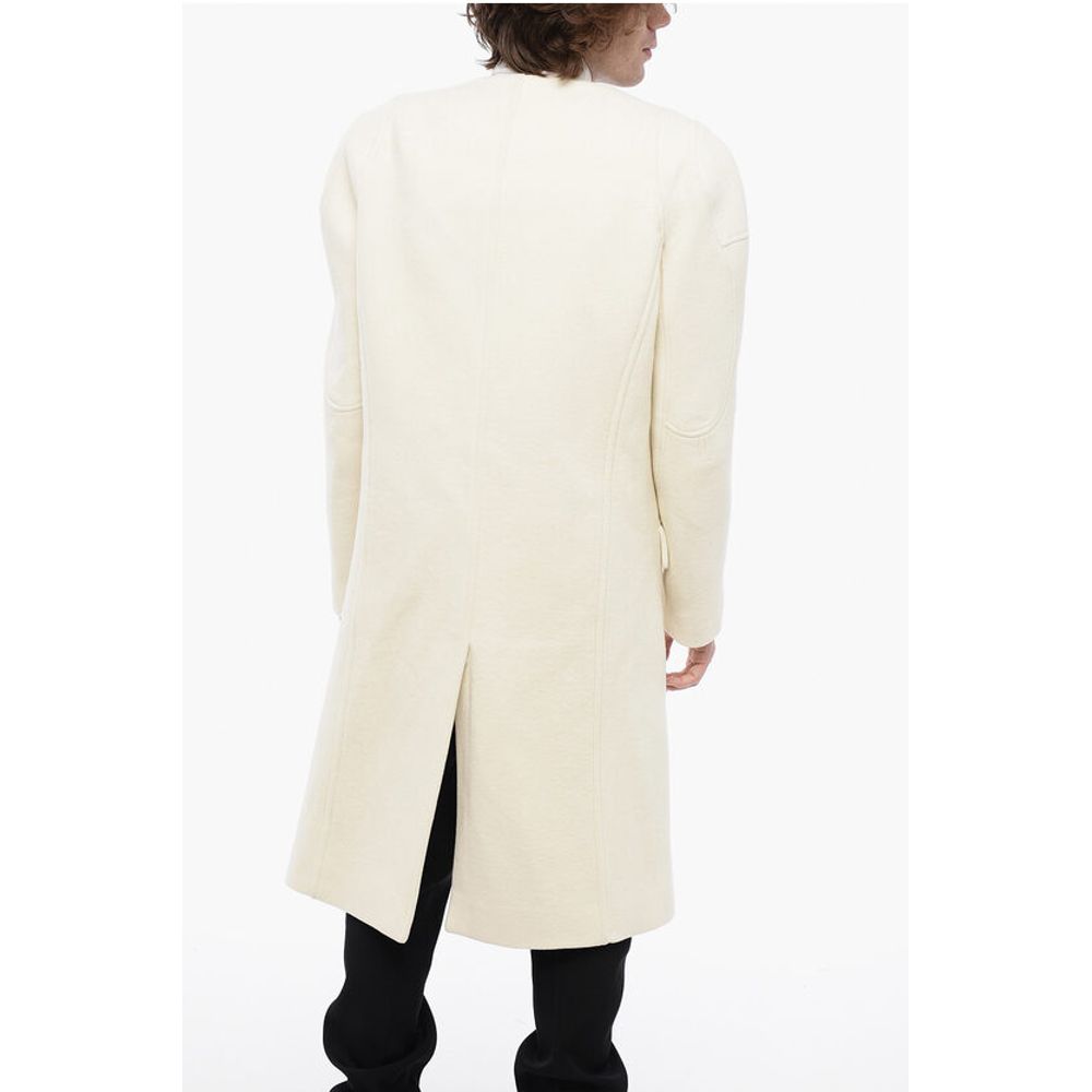 Wool Blend Slim Fit Coat with Padded Shoulders