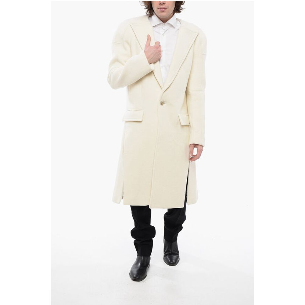 Wool Blend Slim Fit Coat with Padded Shoulders