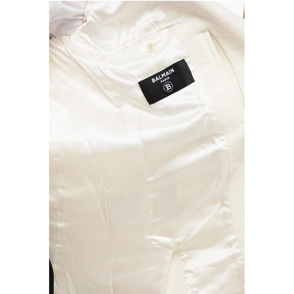 Wool Blend Slim Fit Coat with Padded Shoulders