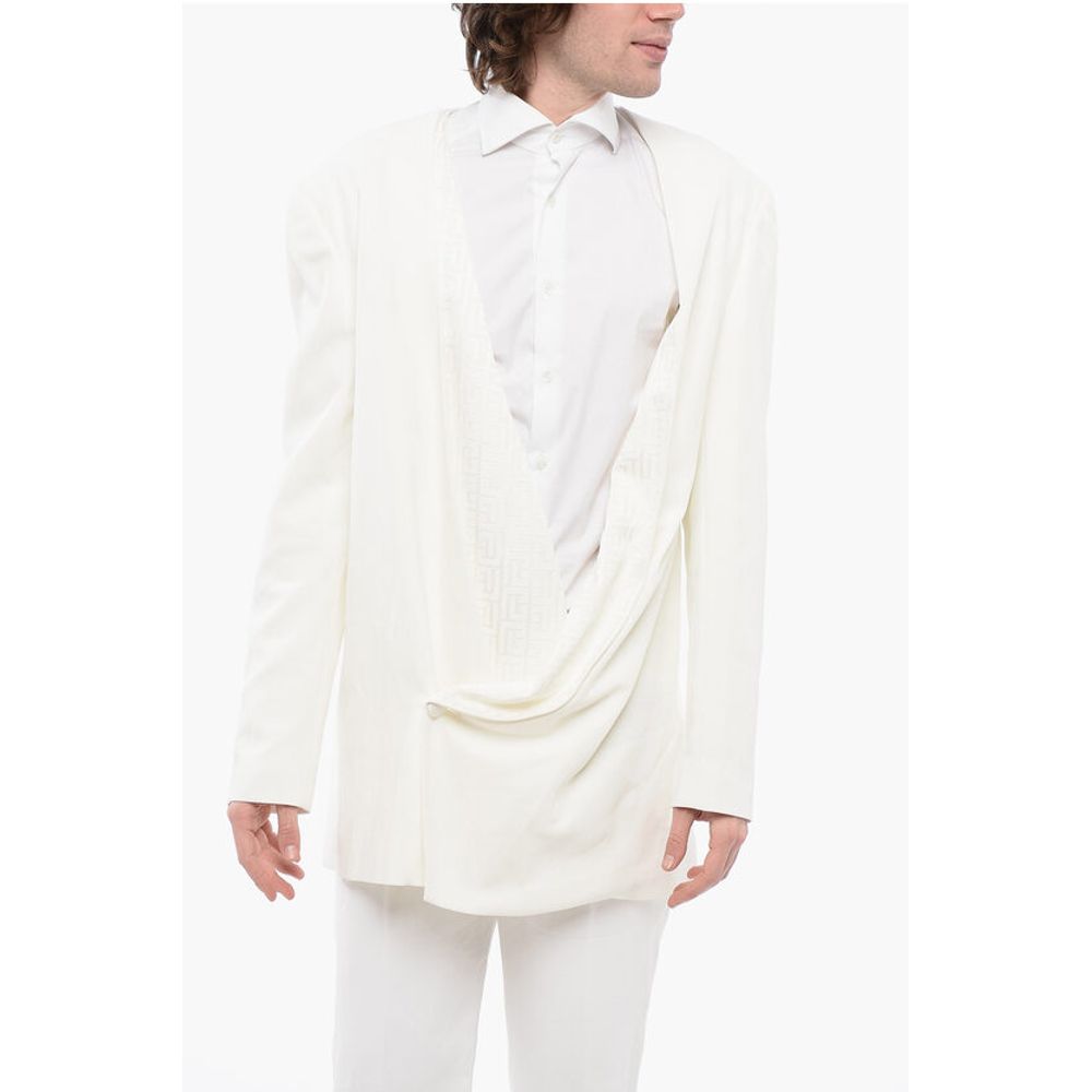 Viscose Wrap Blazer with Monogram Jacquard Details