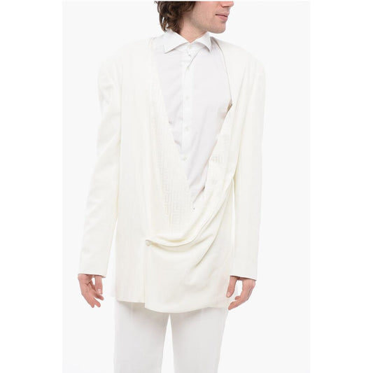 Viscose Wrap Blazer with Monogram Jacquard Details