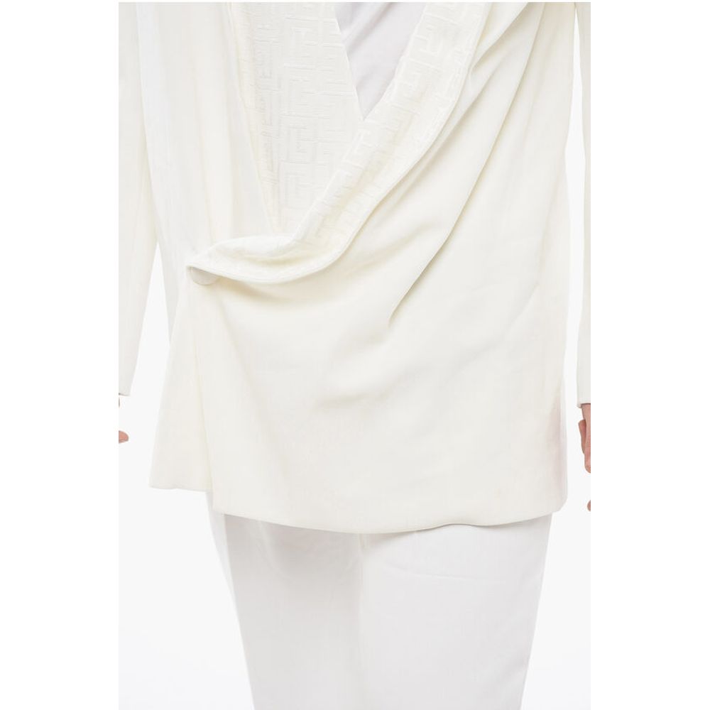 Viscose Wrap Blazer with Monogram Jacquard Details