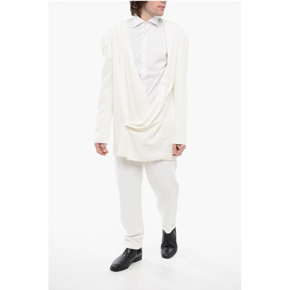 Viscose Wrap Blazer with Monogram Jacquard Details