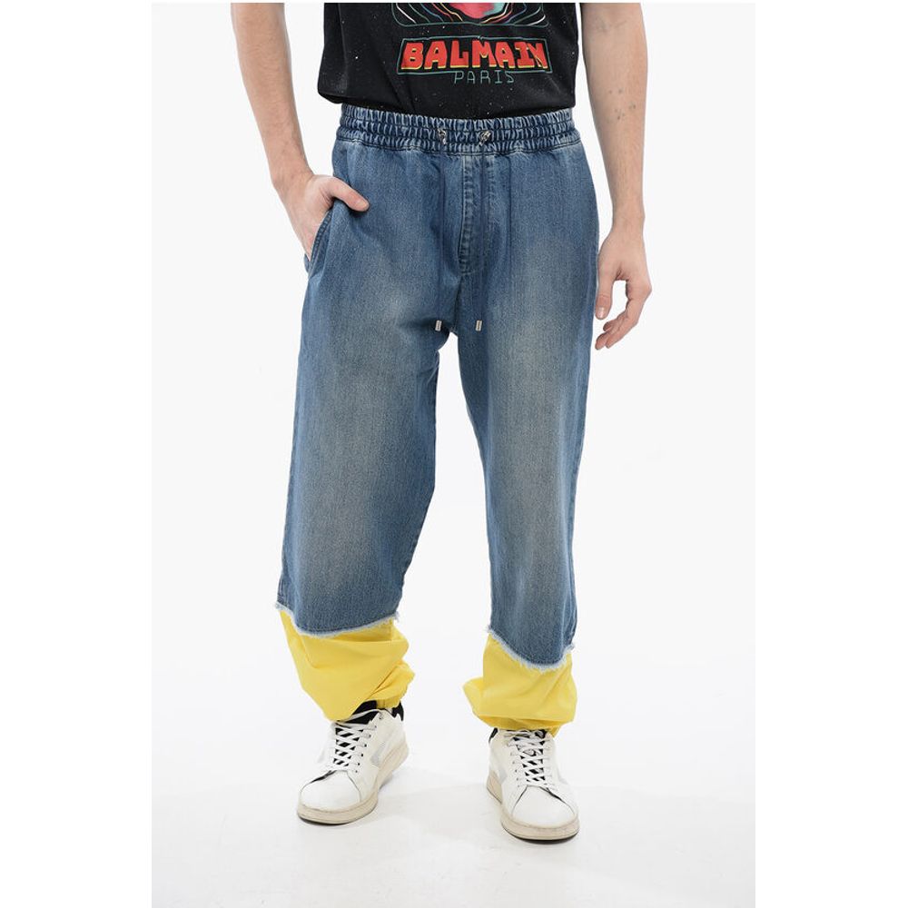 BALMAIN X POKEMON Denim Gaucho Shorts with Elastic Waistband