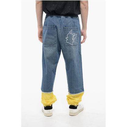 BALMAIN X POKEMON Denim Gaucho Shorts with Elastic Waistband