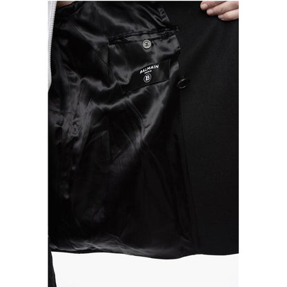 Double-breasted Virgin Wool Blend Coat with Logoed Buttons
