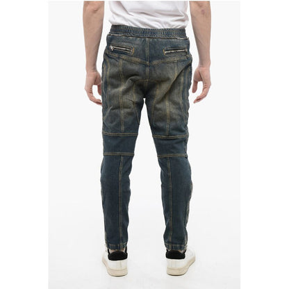 Vintage Washed Biker Denims with Elastic Waistband 15cm