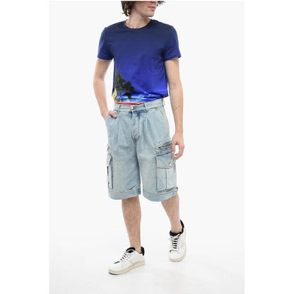 Denim Cargo Shorts with Belt Loops