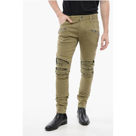 Cotton Biker Denims with Destroyed Details 15cm