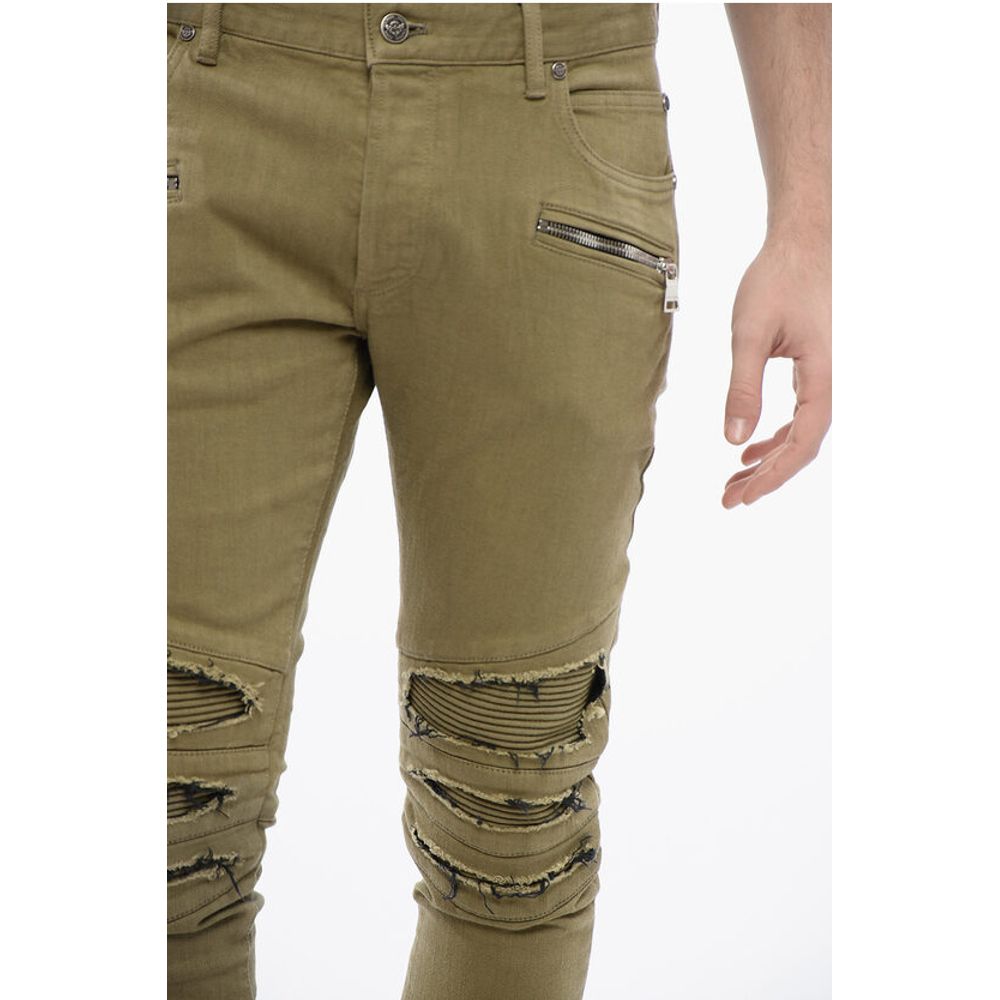 Cotton Biker Denims with Destroyed Details 15cm