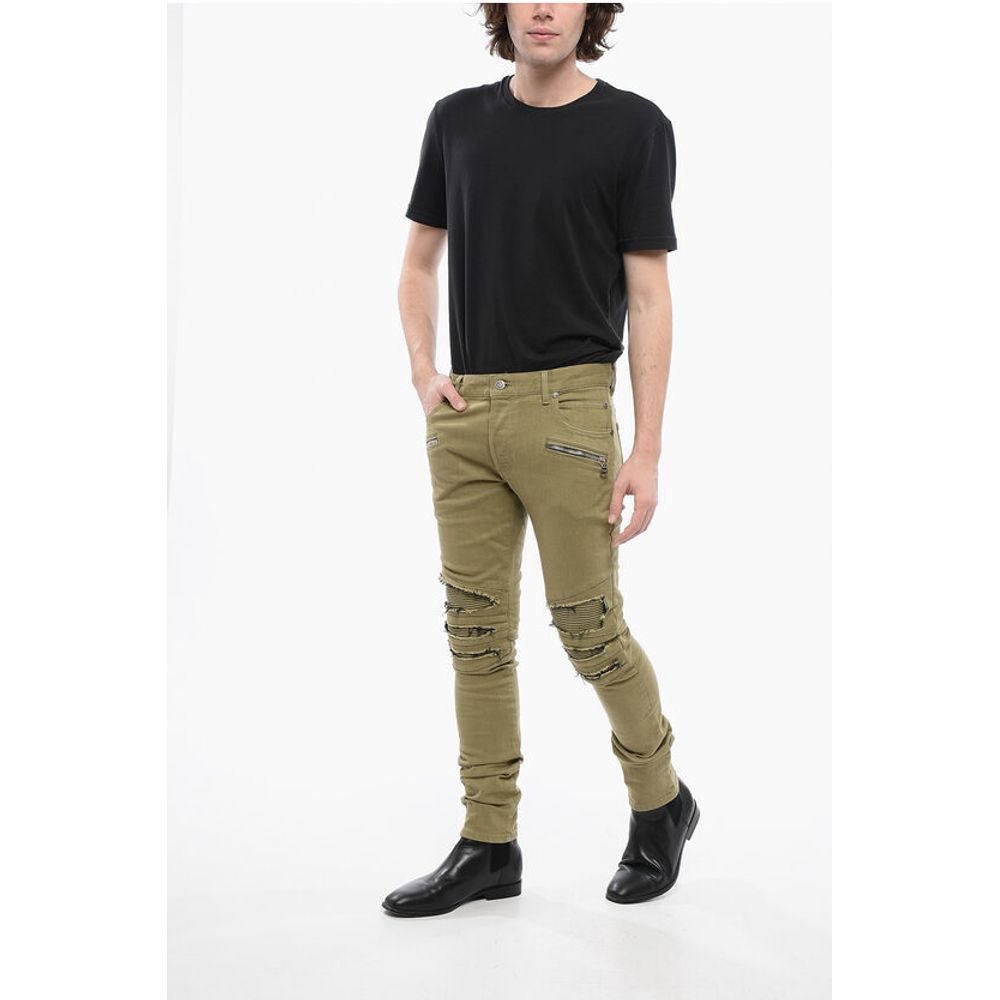 Cotton Biker Denims with Destroyed Details 15cm