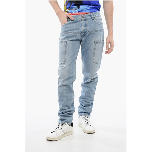 Regular Fit Light Washed Cargo Denims 18cm