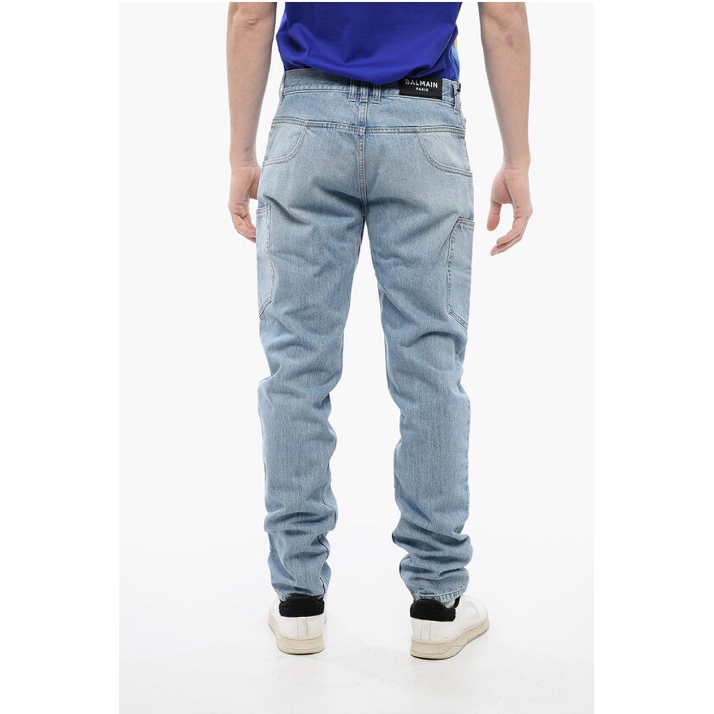 Regular Fit Light Washed Cargo Denims 18cm