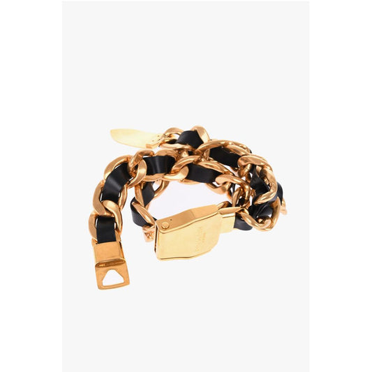 Leather Low-waisted Belt with Chain