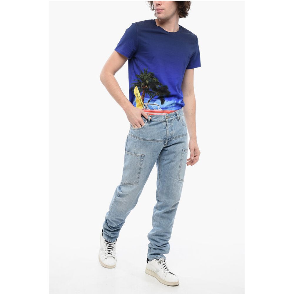 Regular Fit Light Washed Cargo Denims 18cm