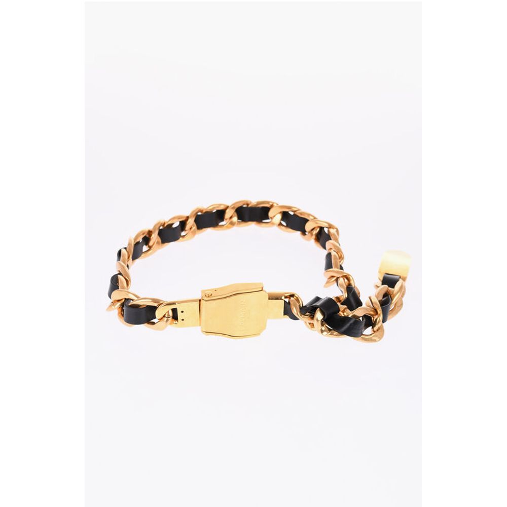 Leather Low-waisted Belt with Chain