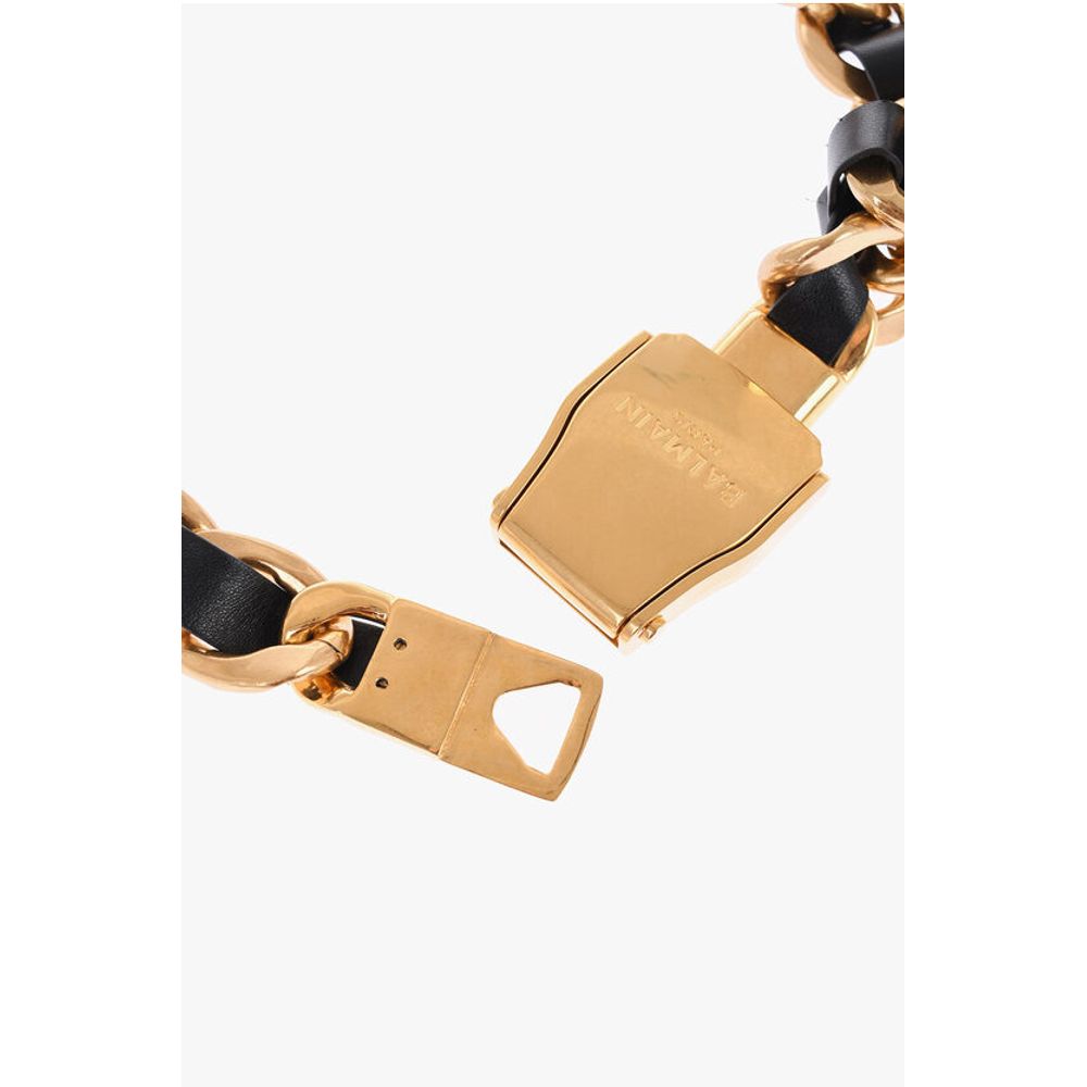 Leather Low-waisted Belt with Chain