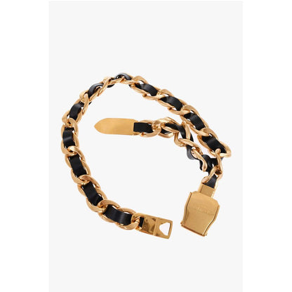 Leather Low-waisted Belt with Chain