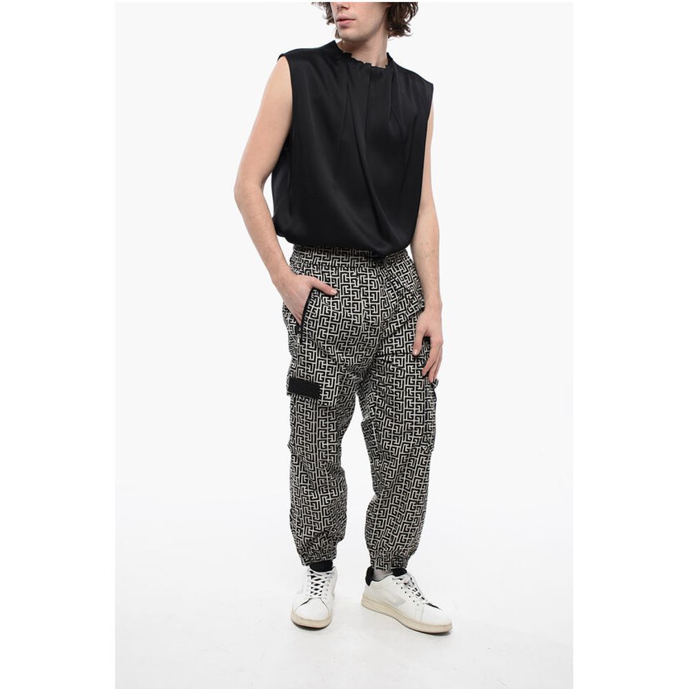 Monogram Nylon Cargo Sweatpants with Cuffs