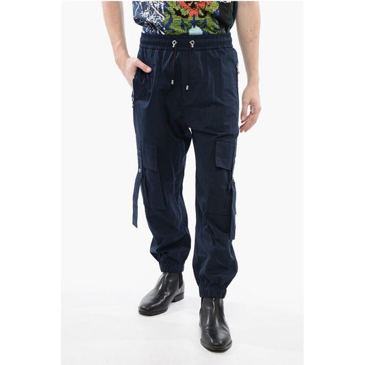 Cotton Cargo Pants with Drawstringed Waist