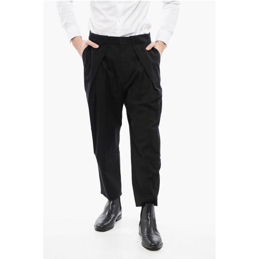 Single-pleated Cotton Blend Tapered Fit Pants