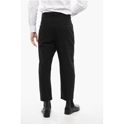 Single-pleated Cotton Blend Tapered Fit Pants