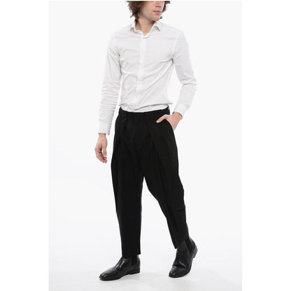 Single-pleated Cotton Blend Tapered Fit Pants