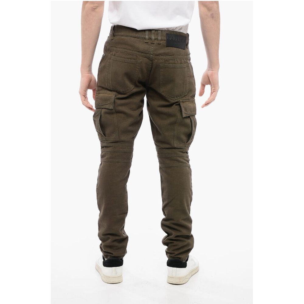 Denim Cargo Pants with Biker Details
