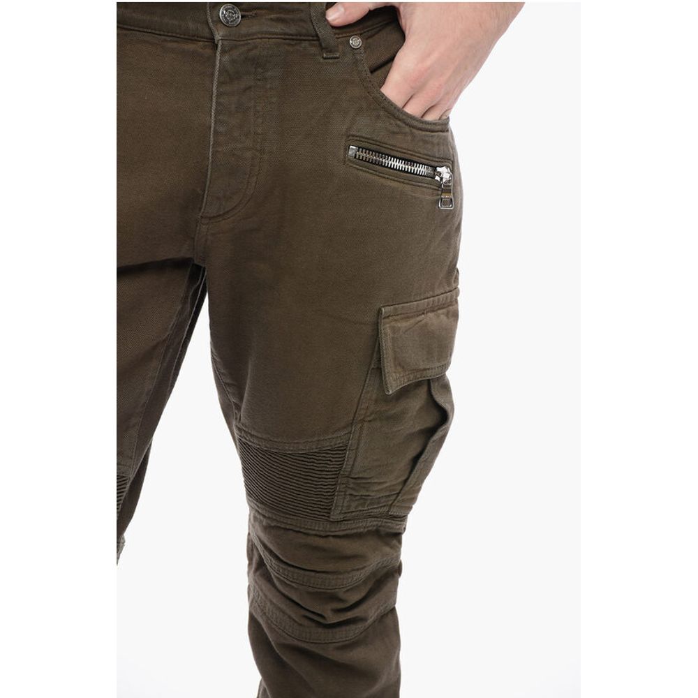 Denim Cargo Pants with Biker Details