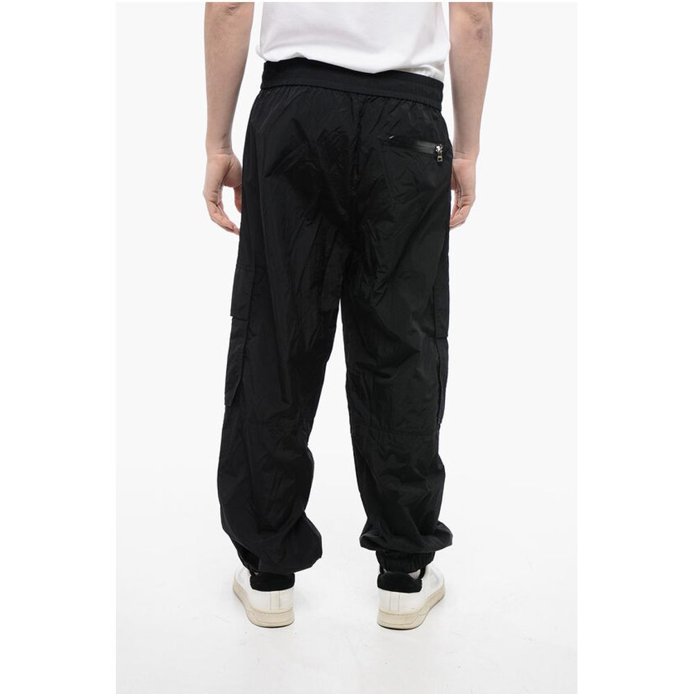Nylon Cargo Track Pants with Elastic Cuffs