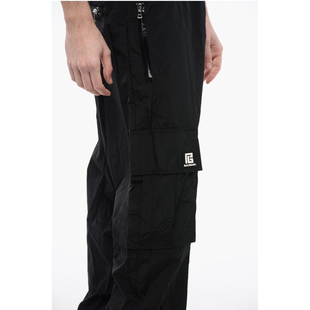 Nylon Cargo Track Pants with Elastic Cuffs