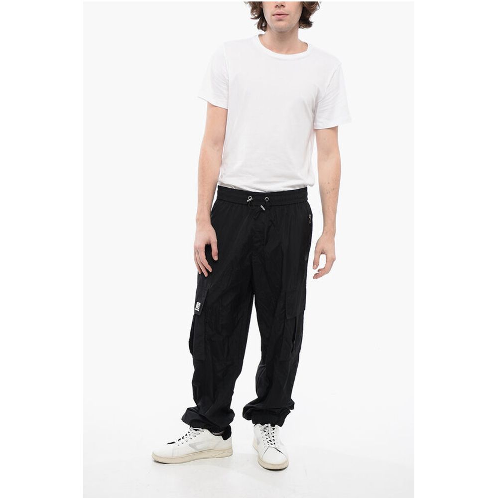 Nylon Cargo Track Pants with Elastic Cuffs