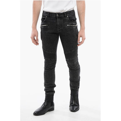 Slim Fit Biker Denims with Logoed Cuffs 15cm