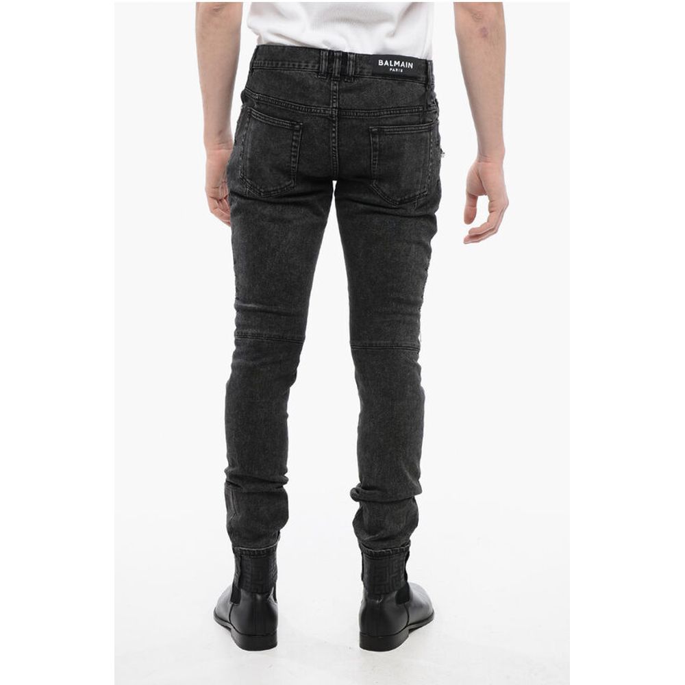 Slim Fit Biker Denims with Logoed Cuffs 15cm
