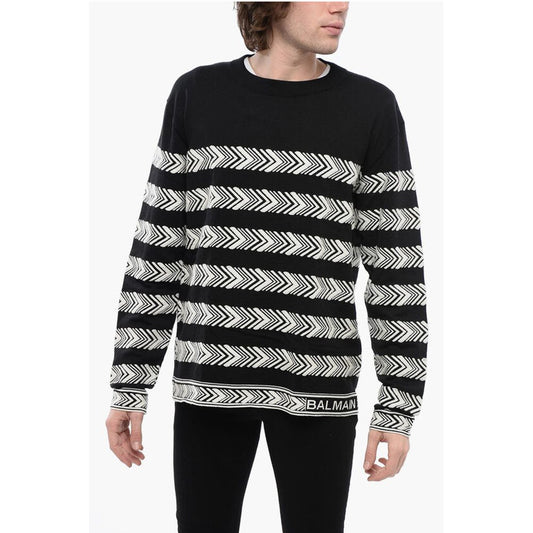 Crew Neck Chevron Virgin Wool Sweater
